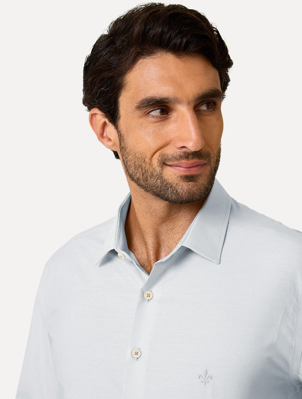 Camisa Dudalina Masculina Milano Tricoline Lisa Azul Claro