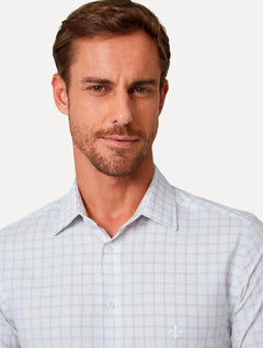 Camisa Dudalina Masculina Milano Superfine Cotton Xadrez Branca