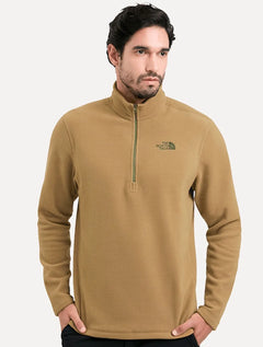 Blusa The North Face Fleece TKA 100 Glacier 1/4 Zip Dark Logo Marrom