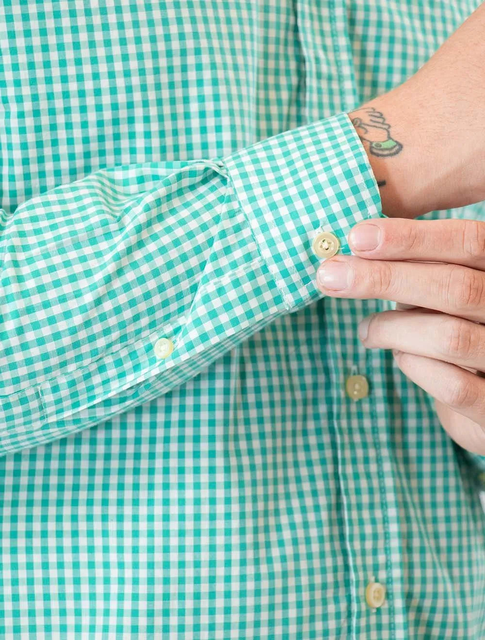 Camisa Ralph Lauren Masculina Slim Fit Stretch Poplin Verde Turquesa