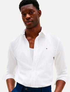 Camisa Tommy Hilfiger Masculina Regular Flex Pop Dobby Branco
