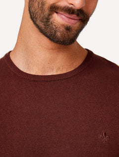 Suéter Dudalina Masculino Tricot Crewneck Basico Marrom
