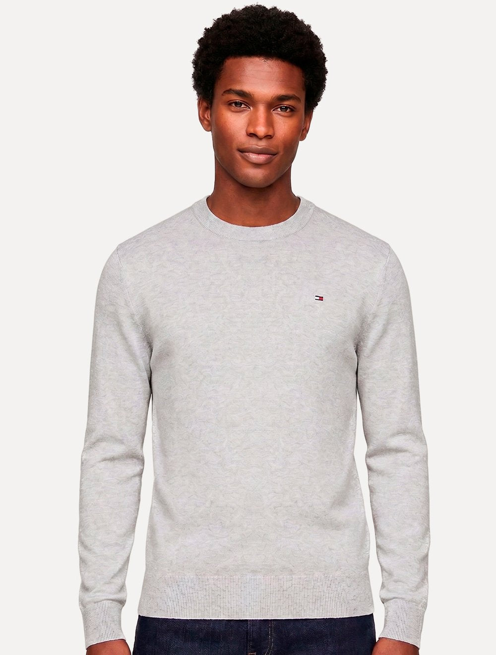 Suéter Tommy Hilfiger Masculino Crewneck Essential Cotton Cinza