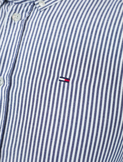 Camisa Tommy Jeans Masculina Slim Striped Oxford Azul Marinho