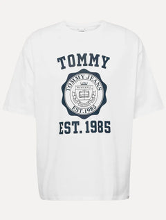 Camiseta Tommy Jeans Masculina Oversized Varsity Badge Branca