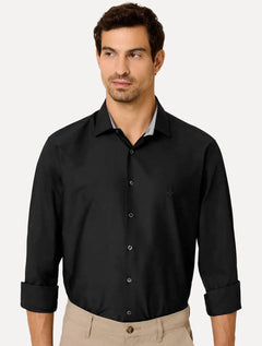 Camisa Dudalina Masculina Comfort Superfine Cotton Mono Logo Preta