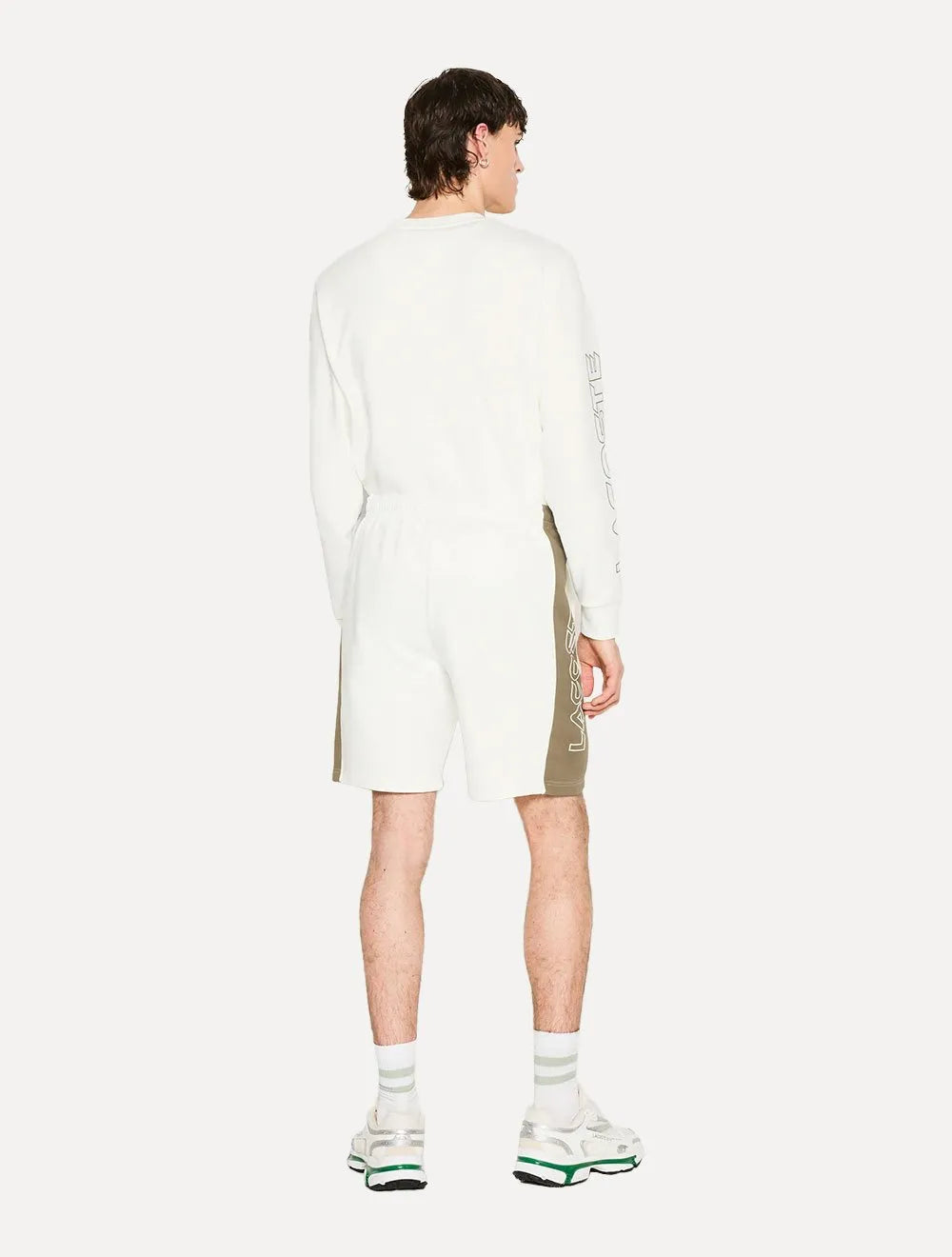 Bermuda Lacoste Masculina Moletom Fleece Colourblock Jogger Off-White