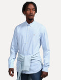 Camisa Tommy Hilfiger Masculina Xadrez Gingham Branca/Azul Claro