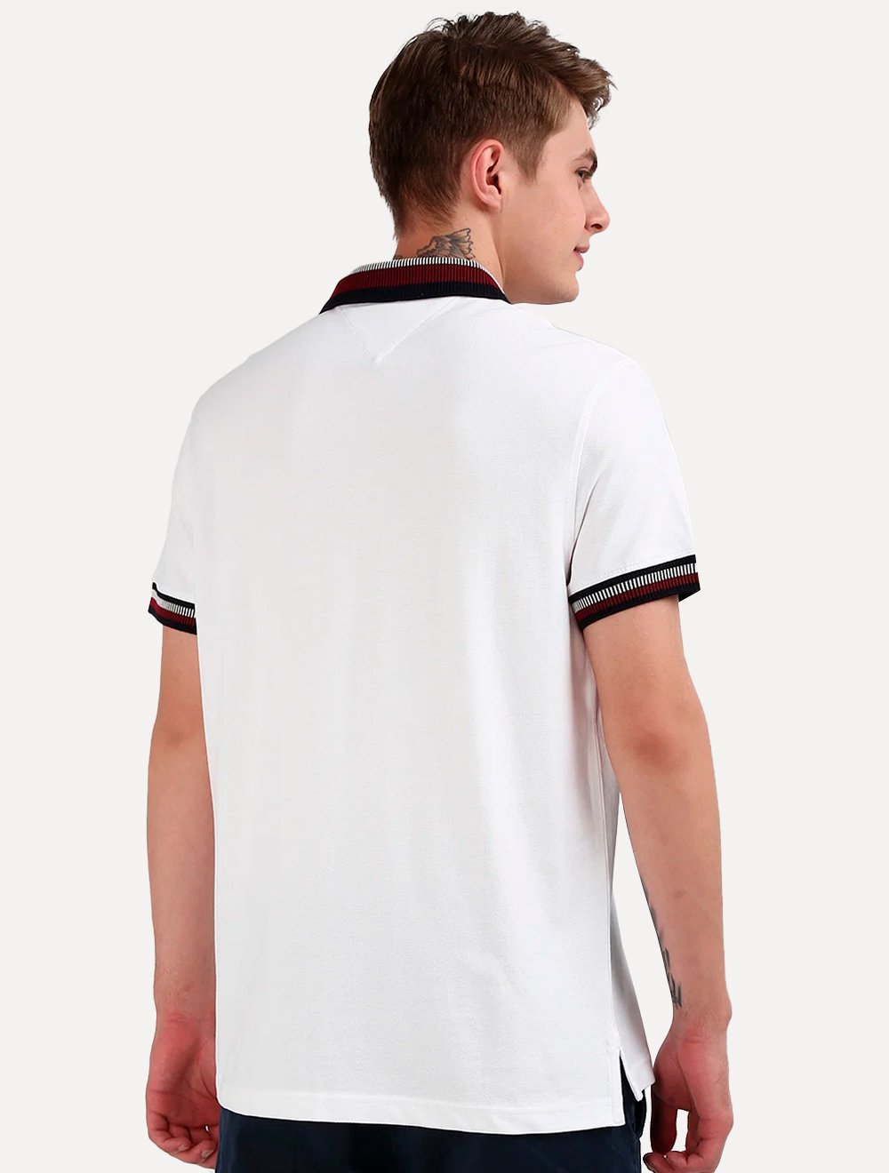 Polo Tommy Hilfiger Masculina Regular Two Tone Shade Collar Branca