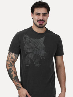 Camiseta Ellus Masculina Cotton Washed Coyote Cinza Escuro