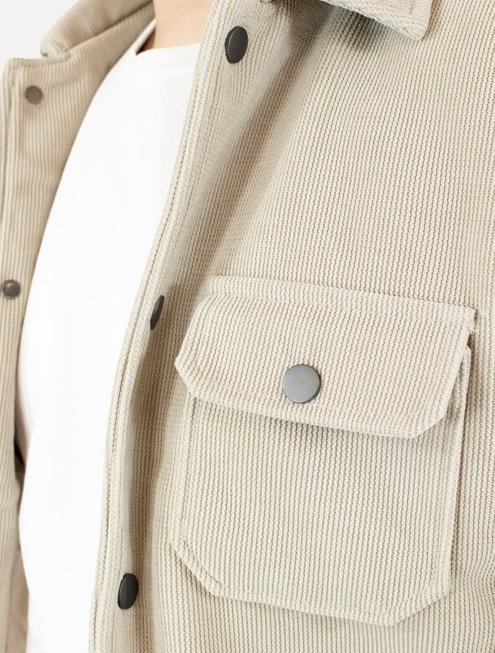 Jaqueta Dixen Masculina Cotelê Canelada Pockets Button Areia