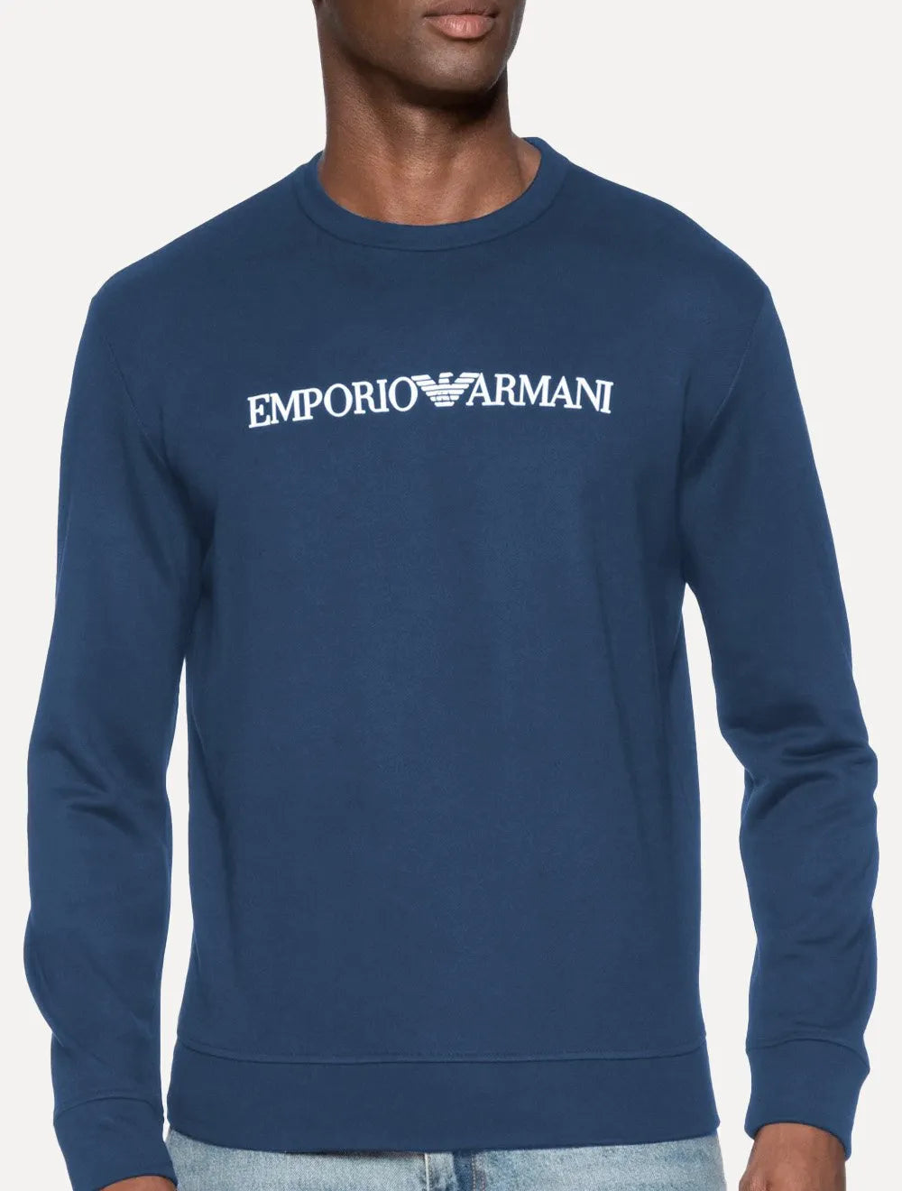 Blusa Moletom Empório Armani Masculina Chest Logo Azul