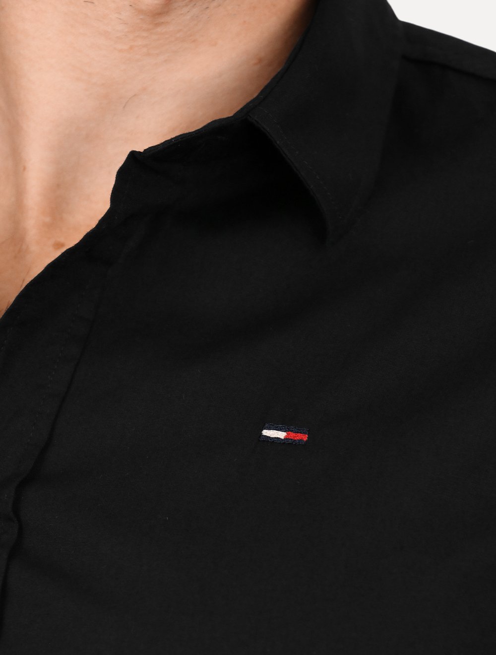 Camisa Tommy Jeans Masculina Slim Original Stretch Preta