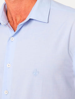 Camisa Dudalina Masculina Manga Curta Slim Wrinkle Free Azul Claro