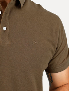 Polo Aramis Masculina Cotton Piquet Basic Mnon Logo Marrom Claro