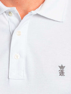 Polo Sergio K Masculina Piquet Grey Logo Branca
