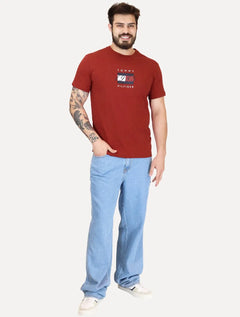 Camiseta Tommy Hilfiger Masculina Linear Flag Graphic Vermelha