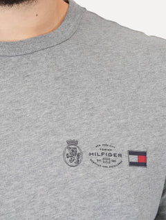 Camiseta Tommy Hilfiger Masculina Regular Small Crest Outline Cinza Mescla