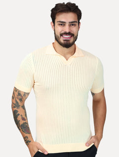 Tricô Dixen Manga Curta Gola Polo Off-White