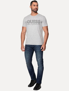 Camiseta Guess Big Logo Los Angeles Bordado Cinza