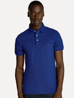 Polo Tommy Hilfiger Masculina Slim Piquet 1985 Azul Lazuli