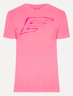 Camiseta Ellus Masculina Cotton Fine Maxi Splash Logo Neon Rosa