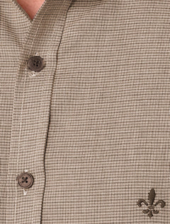 Camisa Dudalina Masculina Milano Superfine Cotton Micro Vichy Marrom Médio