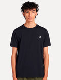 Camiseta Fred Perry Masculina Regular Ringer Logo Azul Marinho