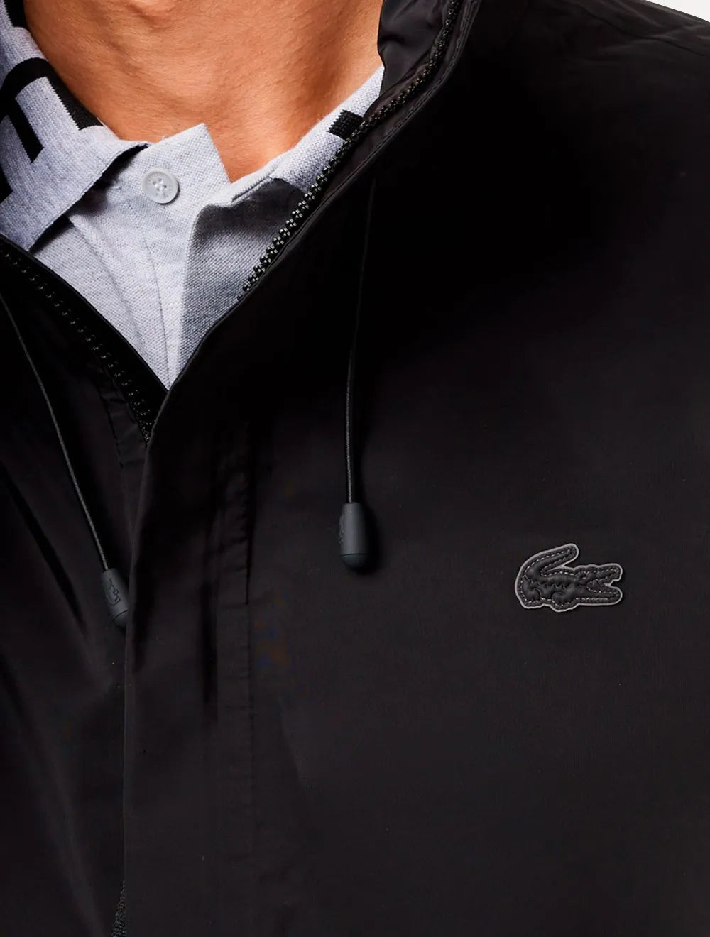 Jaqueta Lacoste Masculina Hoodie Waterproof Track Sport Preta