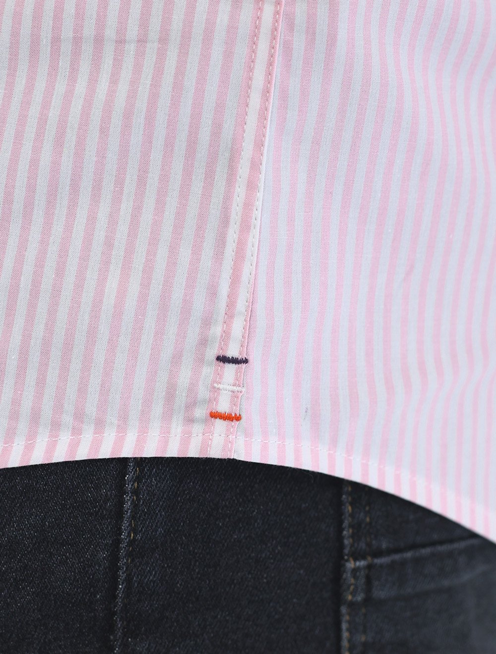 Camisa Tommy Hilfiger Masculina Manga Curta Regular Listrada Oxford Rosa Médio