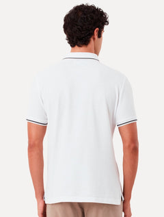 Polo Original Penguin Masculina Piquet Lisa Friso Mega Patch Branca
