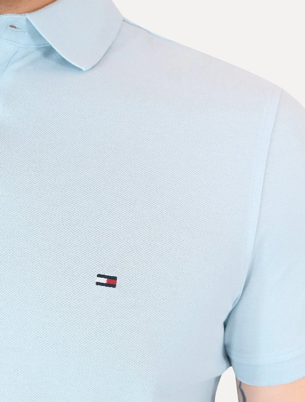 Polo Tommy Hilfiger Masculina Regular Piquet 1985 Azul Céu