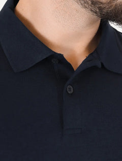 Polo Calvin Klein Masculina Regular Básica Interlock Liquid Touch Azul Marinho