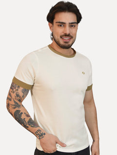 Camiseta Colcci Masculina Piquet Slim Texture Logo Off White