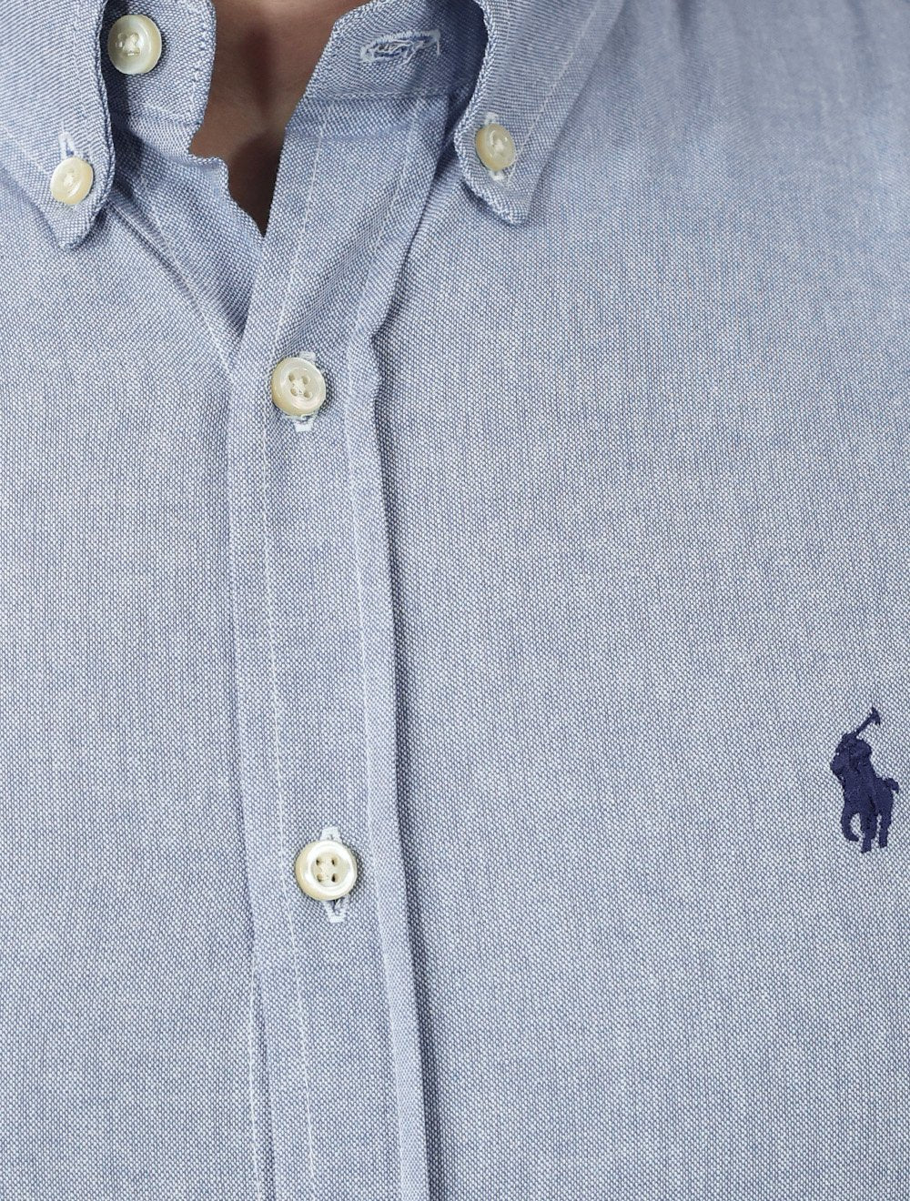 Camisa Ralph Lauren Masculina Manga Curta Linho Navy Icon Azul Mescla