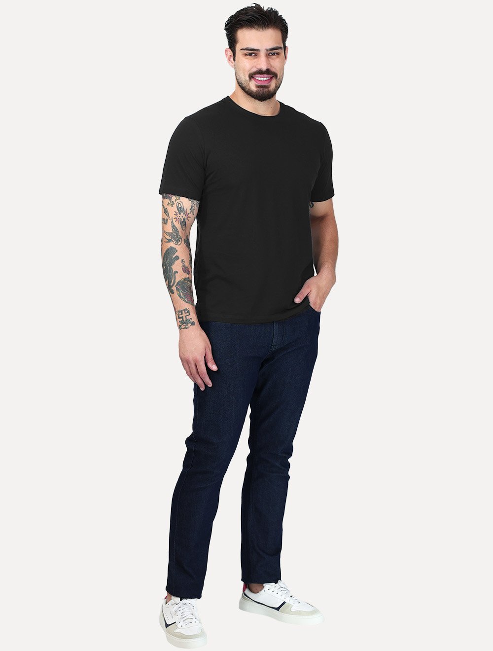 Camiseta Individual Slim Pima Soft Touch Logo Preto