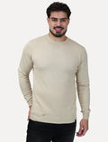 Suéter Dixen Masculina Tricot Manga Longa Frente Texturizada Areia