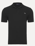 Polo Fred Perry Masculina Regular Piquet Plain Gray Logo Preta