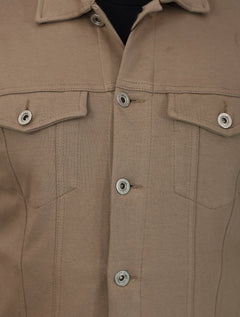 Jaqueta K&J Black Masculina Malha Ponto Roma Trucker Marrom Claro