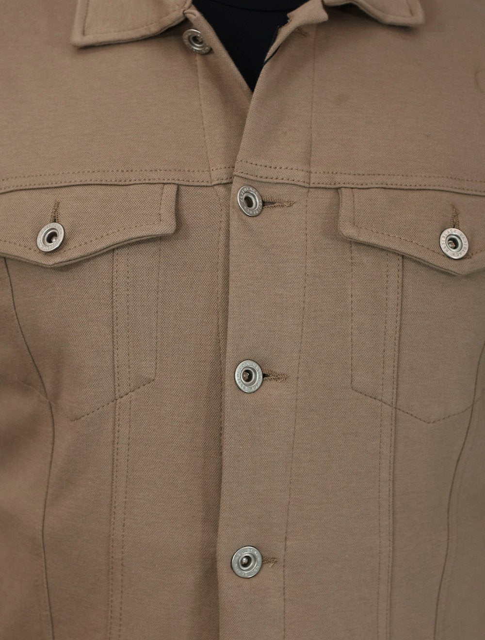 Jaqueta K&J Black Masculina Malha Ponto Roma Trucker Marrom Claro