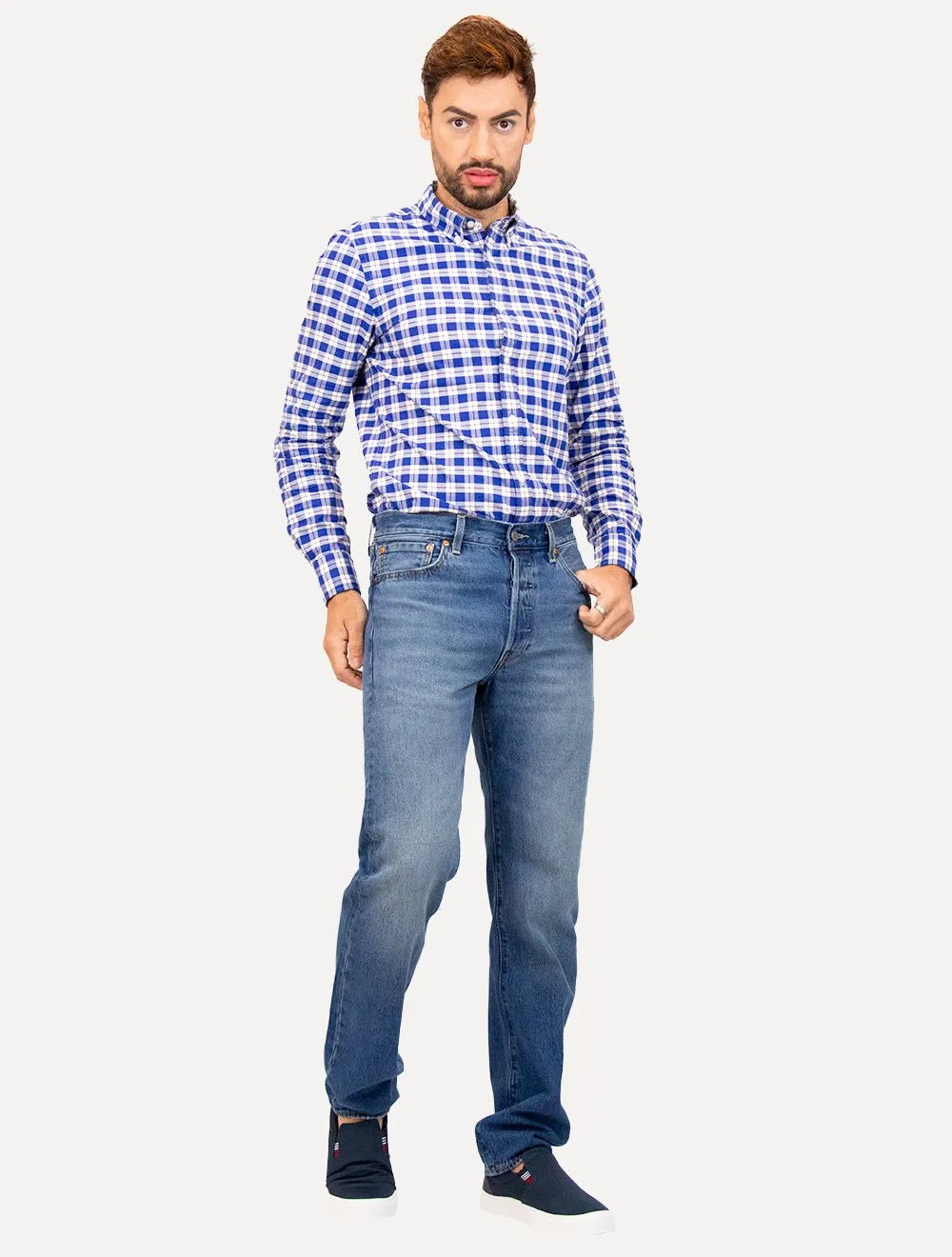 Calça Levis Jeans Masculina Slim 501 '54 Original Azul Médio