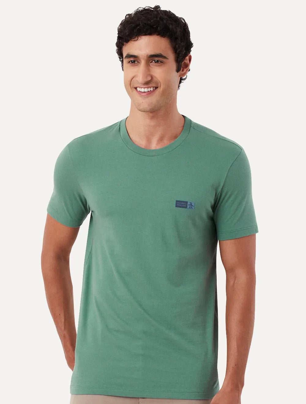 Camiseta Original Penguin Masculina Slim Rubber Logo Verde