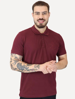 Polo Guess Masculina Piquet 1981 Bordado Bordô