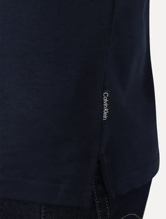 Polo Calvin Klein Masculina Regular Básica Interlock Liquid Touch Azul Marinho