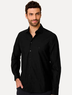 Camisa Dudalina Masculina Slim Fit Superfine Cotton Light Lisa Preta