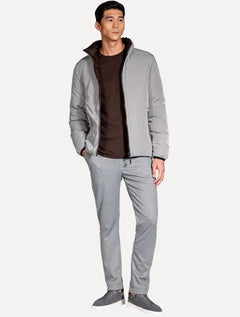 Jaqueta Aramis Masculina Nylon Dupla Face Brown Puffer Cinza
