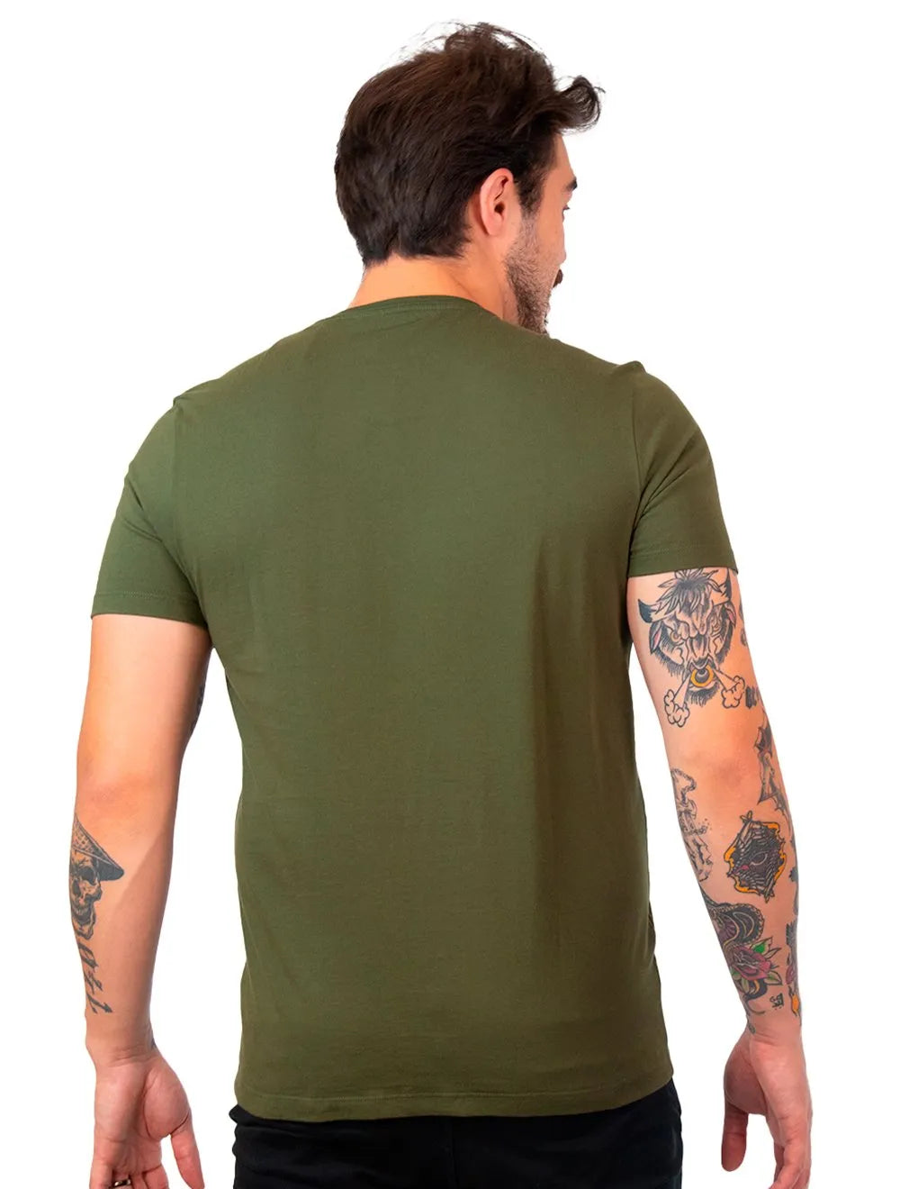 Camiseta Guess Masculina Watercolor Grunge Verde Militar