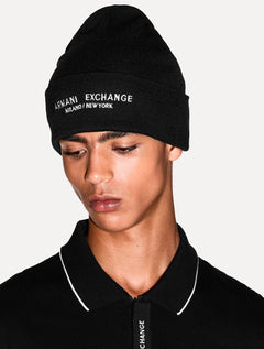 Gorro Armani Exchange Tricô Essential Name Embroidery Preto