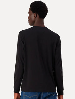 Camiseta Tommy Jeans Masculina Manga Longa Linear Chest Preto