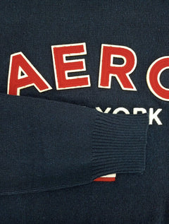 Blusa Aeropostale Masculina Tricot Aero Patch US Flag Azul Marinho
